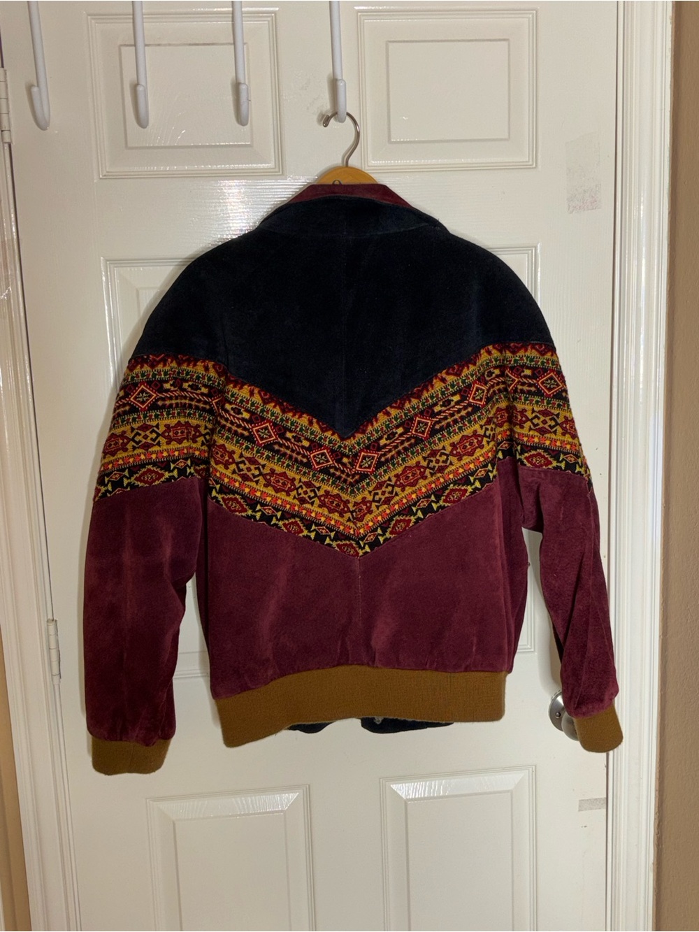 Vintage Aztec Navajo Bomber Jacket – Inca Style Brown Leather Festival Coat Med - Picture 5 of 9